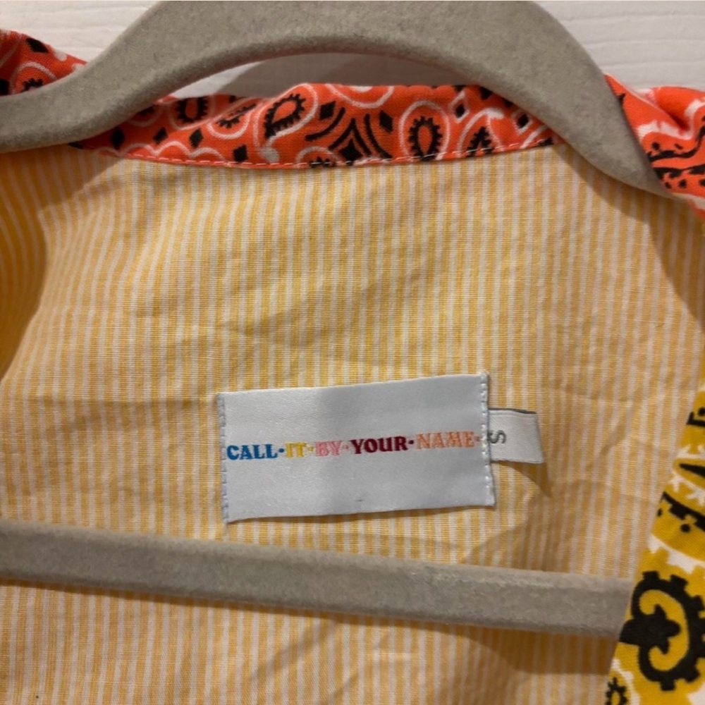 Yellow Button Down Shirt with Paisley‎ Accents - Picture 3 of 5